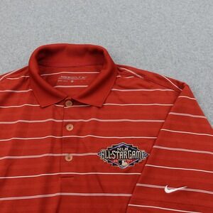 Nike Dri-FIT Mens Golf Polo Shirt Large Red MLB All-Star Game 2011 Rugby Stretch